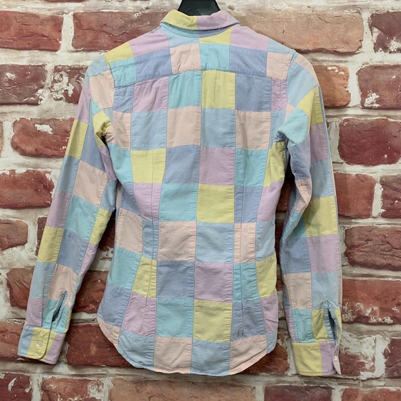 RALPH LAUREN BLUE LABEL BOYS PASTEL MULTICOLOR PATCHWORK CHECK SHIRT - Picture 3 of 9